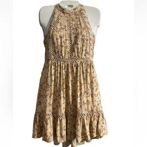 Sunday Mi Amor Floral Print Halter Neck Sleeveless Dress Size Small Great Cond